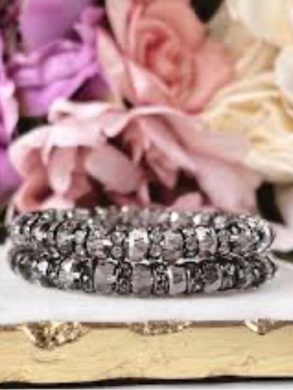 Park Lane Smoky Crystal Stretch Bracelets with Pavé Spacer Beads - Picture 3 of 11